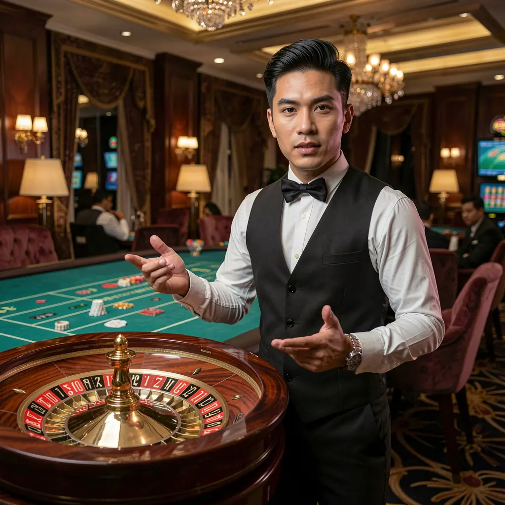 Estilosang babaeng Pilipino na nag-eenjoy sa makukulay na larong slot na napapalibutan ng kumikislap na mga ilaw ng casino sa FIZZ77 online casino sa Pilipinas FIZZ77 – Tuklasin ang premium na mga mesa ng live casino para sa mga manlalaro sa Pilipinas
